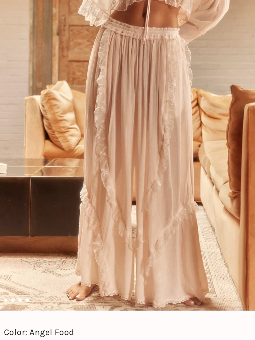 Boho Lace-Trim pants in pink